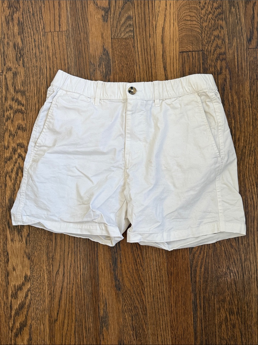 Men's White Casual Cotton Blend Shorts